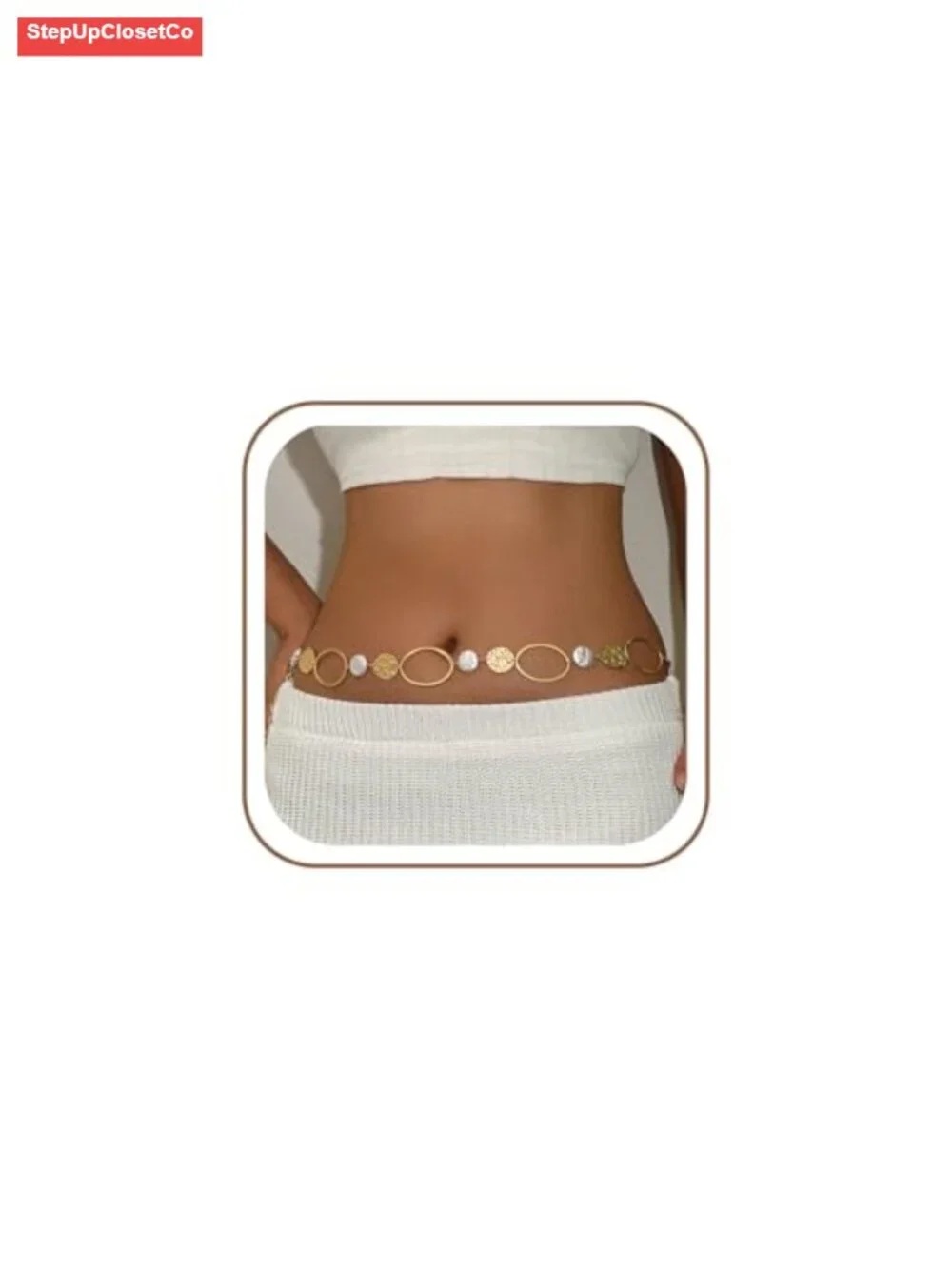 Gold Tone Waist Chain Belt Boho Adjustable Belly Chain for Women